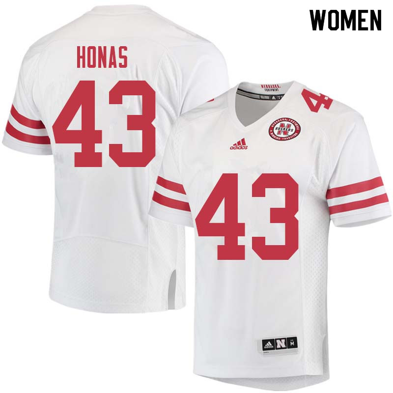 Women #43 Todd Honas Nebraska Cornhuskers College Football Jerseys Sale-White - Click Image to Close
